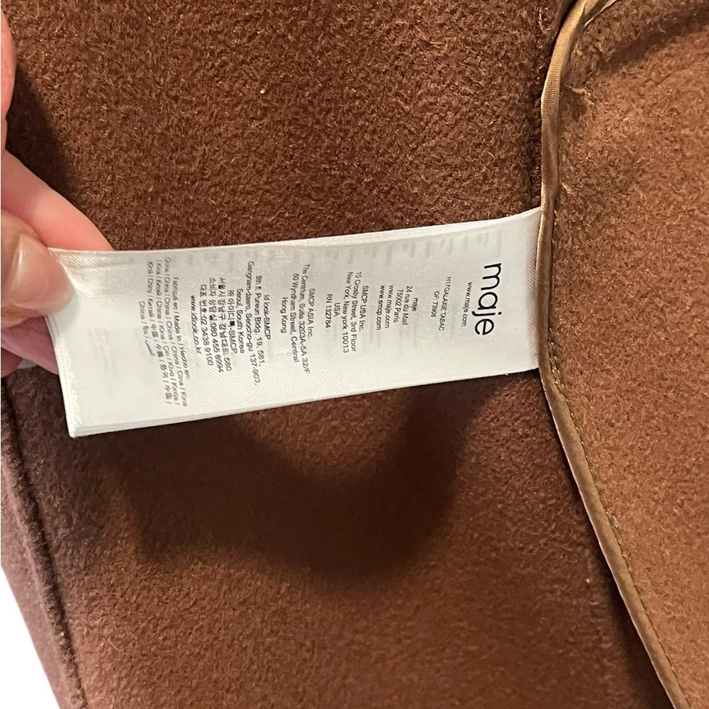🤎 𝐌𝐀𝐉𝐄 Galaxie Wool Blend Long Coat Camel/Tobacco - Picture 10 of 11